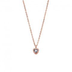 Μενταγιόν Senza Silver 925 Rose Gold Plated καρδιά με aquamarine ζιργκόν - SSR2474-13RG SSR2474-13RG