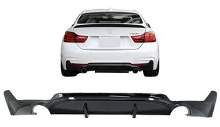 ΠΙΣΩ ΣΠΟΙΛΕΡ Rear Bumper Diffuser BMW F32 F33 F36 (2013-) Coupe Cabrio 4 Series M Performance Design Twin Single Outlet Piano Black