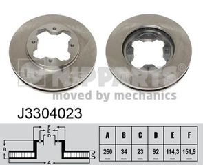 ΔΙΣΚΟΠΛΑΚΑ ΦΡΕΝΟΥ ΕΜΠΡΟΣ (4 ΜΠΟΥΛΟΝΙΑ) ROVER 600, HONDA CIVIC / ACCORD / CRX (ΑΕΡΙΖΟΜΕΝΗ 259MM) NIPPARTS 45251SM4000