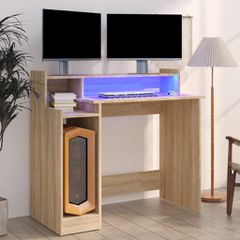 Γραφείο με LED Sonoma δρυς 97x45x90 εκ. Επεξεργ. Ξύλο 805555