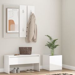 Σετ Επίπλων Διαδρόμου Γυαλιστερό Λευκό από Επεξεργασμένο Ξύλο 3082059