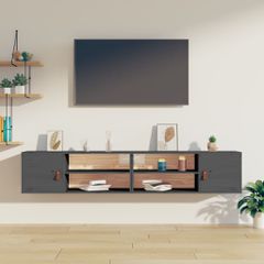 Ντουλάπια Τοίχου 2 τεμ. Γκρι 80x30x30εκ. από Μασίφ Ξύλο Πεύκου 818390