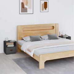 Κομοδίνα 2 τεμ. Γκρι 40x34x45 εκ. από Μασίφ Ξύλο Πεύκου 818300
