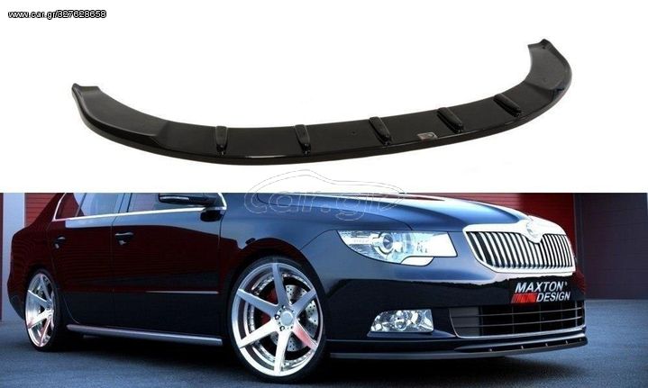 Spoiler / Χειλάκι εμπρός προφυλακτήρα Maxton Design Skoda Superb Mk2 Μαύρο Γυαλιστερό - (SK-SU-2-SPORT-FD1G)