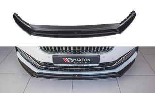 Spoiler / Χειλάκι εμπρός προφυλακτήρα Maxton Design Skoda Superb Mk3 FL Μαύρο Γυαλιστερό - (SK-SU-3F-FD3G+FD3RG)