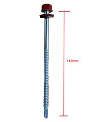 Βίδα αυτοδιάτρητη εξάγωνη, με ροδέλα στεγανοποίησης για πάνελ 6,3x110 κόκκινο
