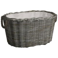 Καλάθι Καυσόξυλων με Λαβές Μεταφοράς 59x42x28 εκ. Γκρι Ιτιά 286985