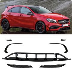 ΣΕΤ ΣΠΟΙΛΕΡ Front Bumper Splitters Fins Aero Mercedes A-Class W176 Facelift AMG 45 Line (2015-2018) Piano Black