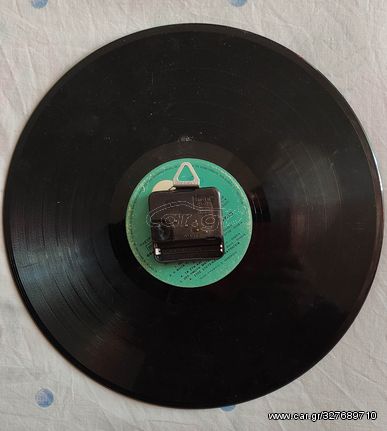 Ρολόι τοίχου, δίσκος βινυλίου ζωγραφισμένο στο χέρι.-thumb-1