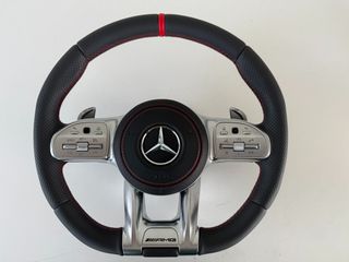 Mercedes-Benz γνήσιο τιμόνι AMG performance καινούριο μαύρο με κόκκινη ραφή και δερμάτινο αερόσακο για w177, w213, w205