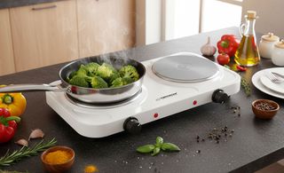 Esperanza EKH010W Adjustable electric cooker, 2 heating fields, white-thumb-1