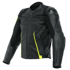 ΜΠΟΥΦΑΝ ΔΕΡΜΑΤΙΝΟ VR46 CURB LEATHER JACKET BLACK/FLUO YELLOW 1533892| DAINESE