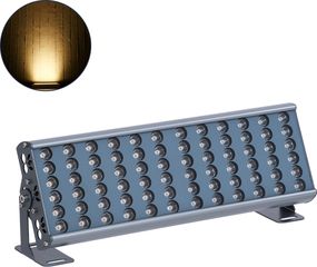 GloboStar FLOOD-Tena Προβολέας Wall Washer για Φωτισμό Κτιρίων Led 72W 6480lm 10° Dc 24V Αδιάβροχο IP65 L46.5 x W7 x H16.5cm Θερμό Λευκό 2700K - Ασημί - 3 Years Warranty - (90221)