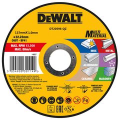 DeWALT Δίσκοι κοπής διαφόρων υλικών 115Χ1.0mm DT20596