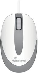 MediaRange Optical Mouse Corded 3-Button Compact-sized White Grey Wired - (MROS214)