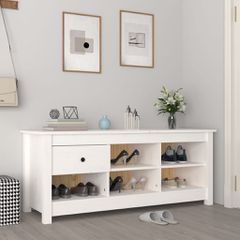 Παπουτσοθήκη Λευκή 110 x 38 x 45,5 εκ. από Μασίφ Ξύλο Πεύκου 814595