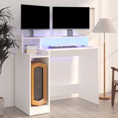 Γραφείο με LED Λευκό 97 x 45 x 90 εκ. από Επεξεργασμένο Ξύλο 805552