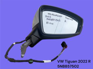 VOLKSWAGEN TIGUAN 2016-23 ΜΕΤΑΧΕΙΡΙΣΜΕΝΑ ΑΝΤΑΛΛΑΚΤΙΚΑ ( καθρέπτης συνοδηγού δεξιάς πόρτας με 13 καλώδια με κωδικό 5NB857502 )