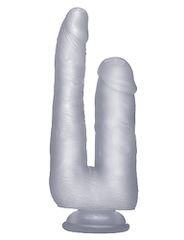 Διπλό Ομοίωμα Πέους RealRock Double Penetration Cock Διάφανο με Βάση Βεντούζας 23 cm - Shots Media