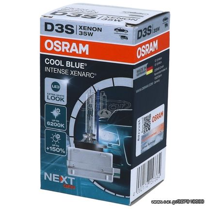 Λάμπα Osram D3S 35W Xenarc Cool Blue Intense Next Gen +150% Περισσότερο Φως 6200K 66340CBN