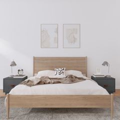 Κομοδίνα 2 τεμ. Γκρι 40x34x35 εκ. από Μασίφ Ξύλο Πεύκου 818290