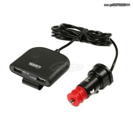 Κωδ.227176 ΦΟΡΤΙΣΤΗΣ ΑΝΤΑΠΤΟΡΑΣ ΑΝΑΠΤΗΡΑ 4USB 12/24V ΜΕ ΚΑΛΩΔΙΟ 180cm 7800mA FAST CHARGE EXTENDER τηλ.215-215-8211