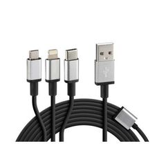 Κωδ.227279 ΚΑΛΩΔΙΟ USB ΦΟΡΤΙΣΗΣ CERBERO 100 cm (3 ΑΝΤΑΠΤΟΡΕΣ TYPE C/APPLE/MICRO USB - 8 PIN) SILVER LINE τηλ.215-215-8211