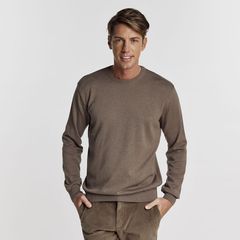 Guy Laroche Πλεκτή Βαμβακερή Μπλούζα  και Λαιμόκοψη σε Ανοικτό Καφέ Χρώμα με Slim Fit Γραμμή GL2229210_16