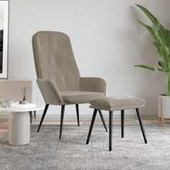 Πολυθρόνα Relax με Υποπόδιο Ανοιχτό Γκρι Βελούδινη 3097619