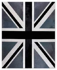Δερμάτινο Χειροποίητο Χαλί Skin UK Flag Black-Grey-White - 200x250