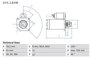 Μίζα BMW 3 (E46), 5 (E39) 2.0D 02.98-09.03 ||0 986 022 581||