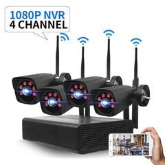 4CH 3.0MP 1080P Wireless Black Surveillance Camera System Kits outdoor/Indoor