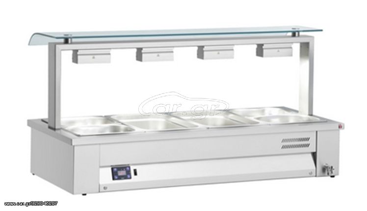 Bain marie επιτραπέζιο με Sneeze Guard 76cm