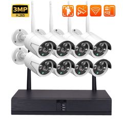 8CH WIFI NVR Video Surveillance System P2P 3.0MP AI Audio Camera Set