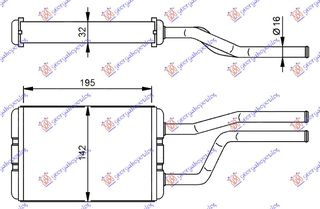 ΨΥΓΕΙΟ ΚΑΛΟΡΙΦΕΡ (BR) (195x145x32)  για TOYOTA HI-ACE (LXH-RCH) 95-06