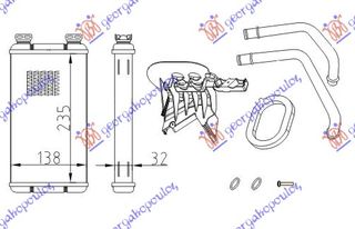 ΨΥΓΕΙΟ ΚΑΛΟΡΙΦΕΡ (B) +/-AC (235x138) 03- (MAZI ME TO KIT)  για NISSAN INTERSTAR 02-09