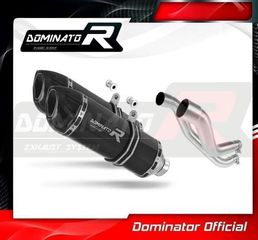 Dominator Εξατμίσεις Διπλά Τελικά HP1 Black S.Steel/Carbon End Aprilia Pegaso 650 Strada 2005 - 2006 Με Σιγαστήρες 