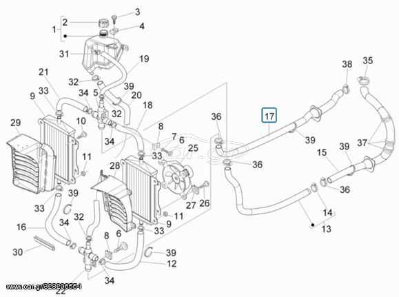 Κολάρο Νερού Vespa GTS 300 Super Sport 4V ie  E3 ZAPM45200 2009-2013 656437