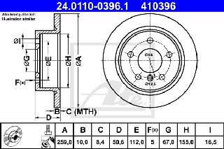 Σετ δισκόπλακες πίσω ATE 24011003961