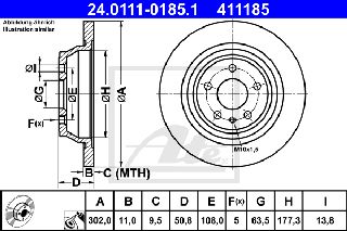 Σετ δισκόπλακες πίσω ATE 24011101851