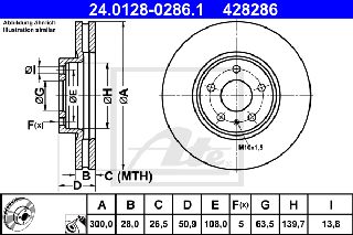 Σετ δισκόπλακες εμπρός ATE 24012802861