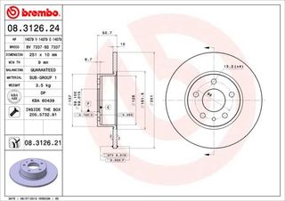 Σετ δισκόπλακες πίσω BREMBO 08312624