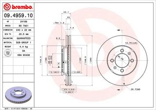 Σετ δισκόπλακες εμπρός BREMBO 09495910