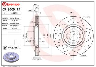 Σετ δισκόπλακες εμπρός BREMBO 0993691X