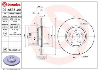 Σετ δισκόπλακες εμπρός BREMBO 09A53520