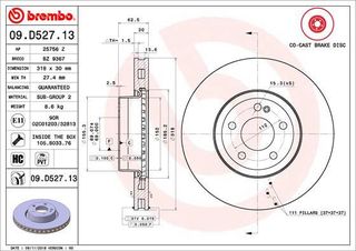 Σετ δισκόπλακες εμπρός BREMBO 09D52713