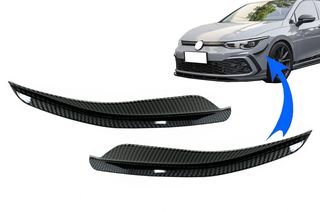 Μπροστά Προφυλακτήρας Side Fins Flaps για VW Golf 8 Mk8 MQB GTI R-Line (2020-Up) Carbon Look