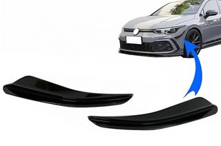 Μπροστά Προφυλακτήρας Side Fins Flaps για VW Golf 8 Mk8 MQB GTI / R-Line (2020-Up) Piano Black