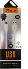 Xnous US10 Regular USB 2.0 to micro USB Cable Λευκό 1m (34.912.0776)