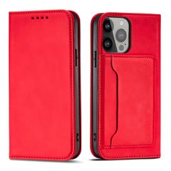 Magnet Card Case for iPhone 13 Pro Max Pouch Card Wallet Card Holder Red